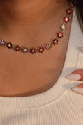 Collier princesse rouge et rose